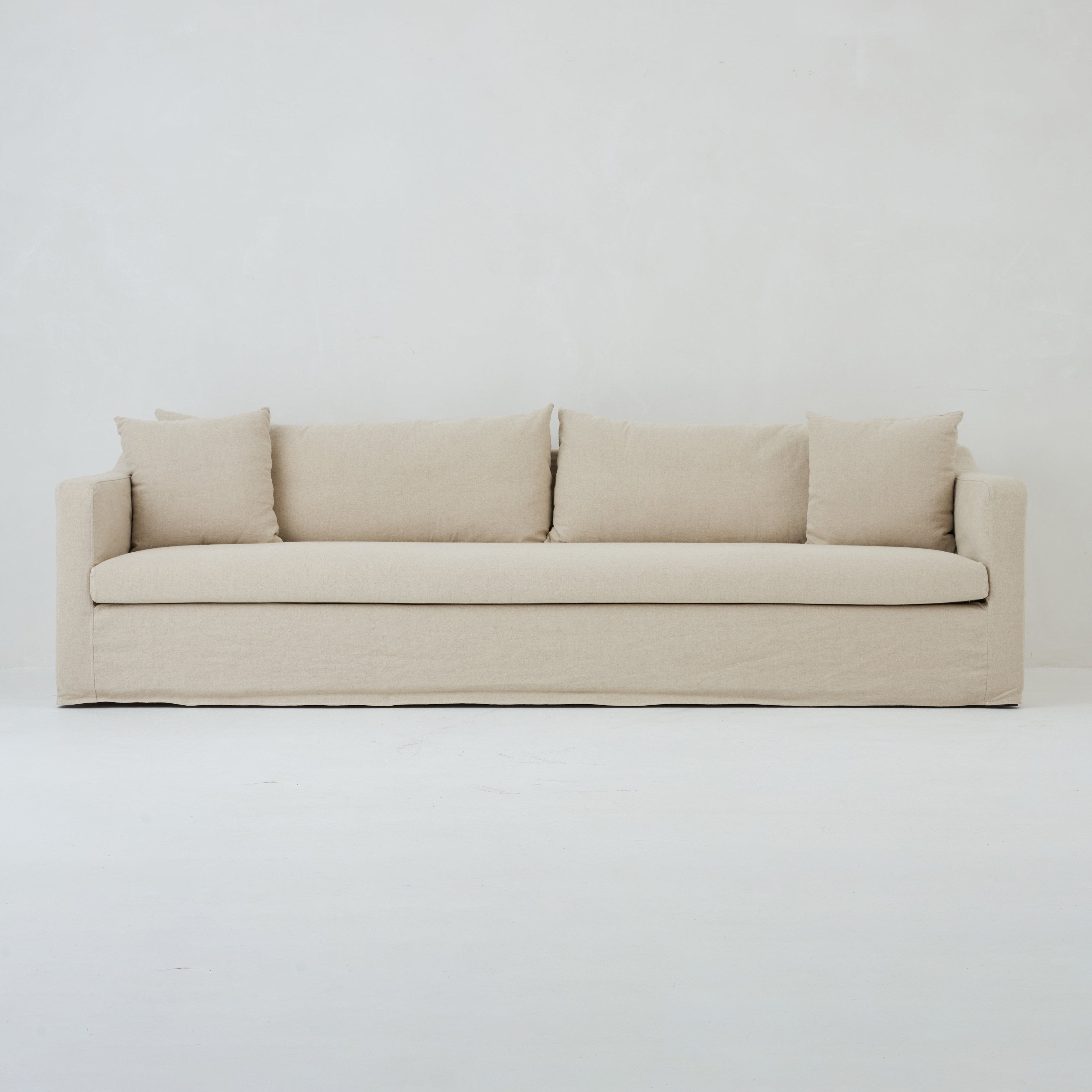 Ayla 3 seater sofa in natural linen colour by Bodhi Living