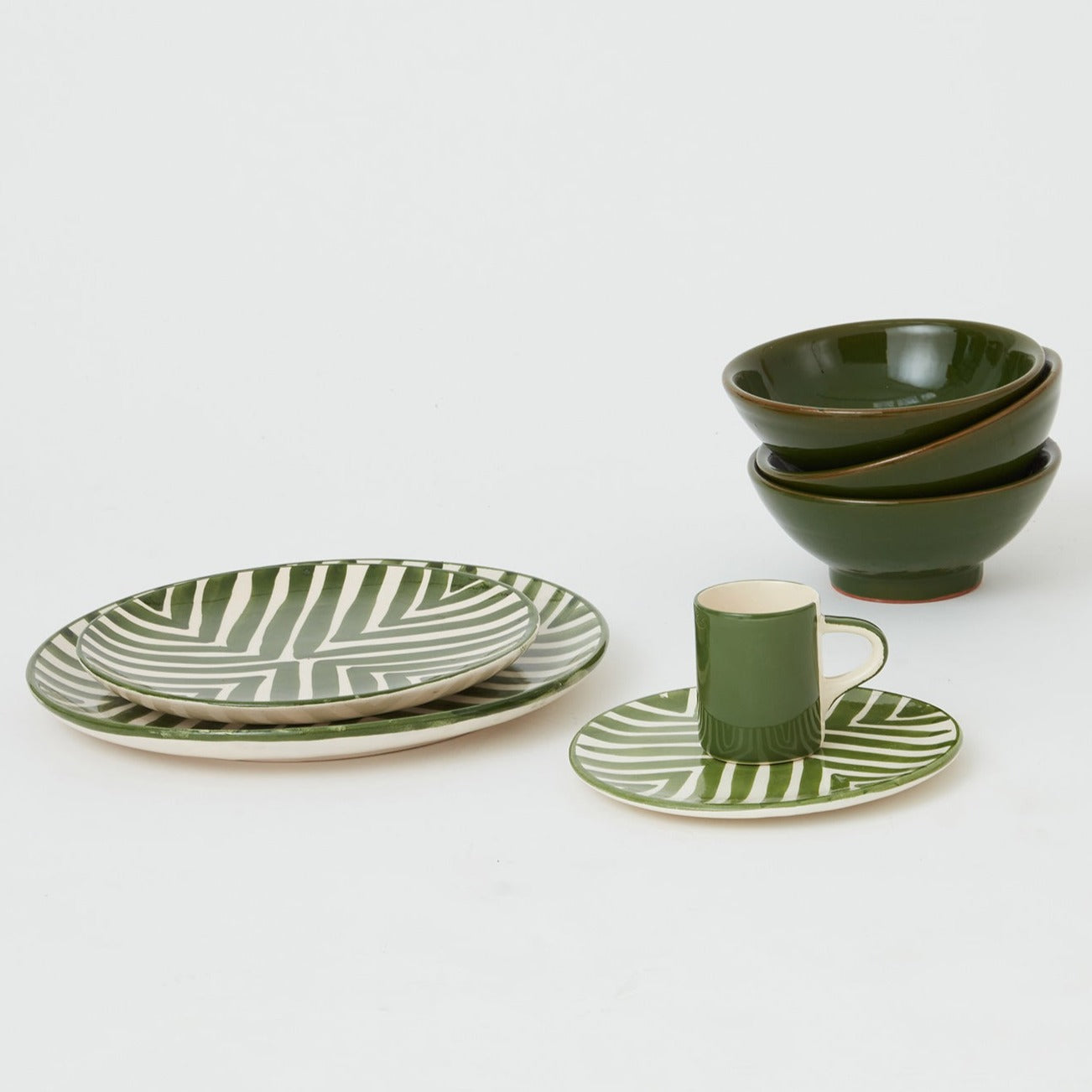 Ceramic glazed plates Green