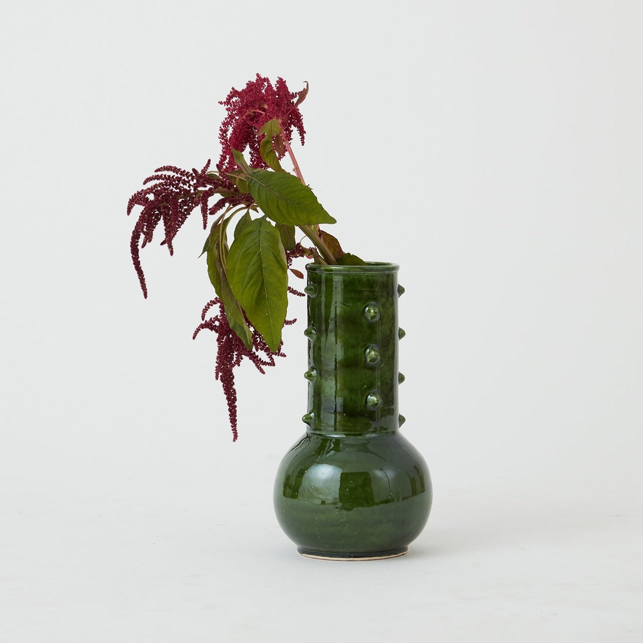 Ribbed glazed  vase Green