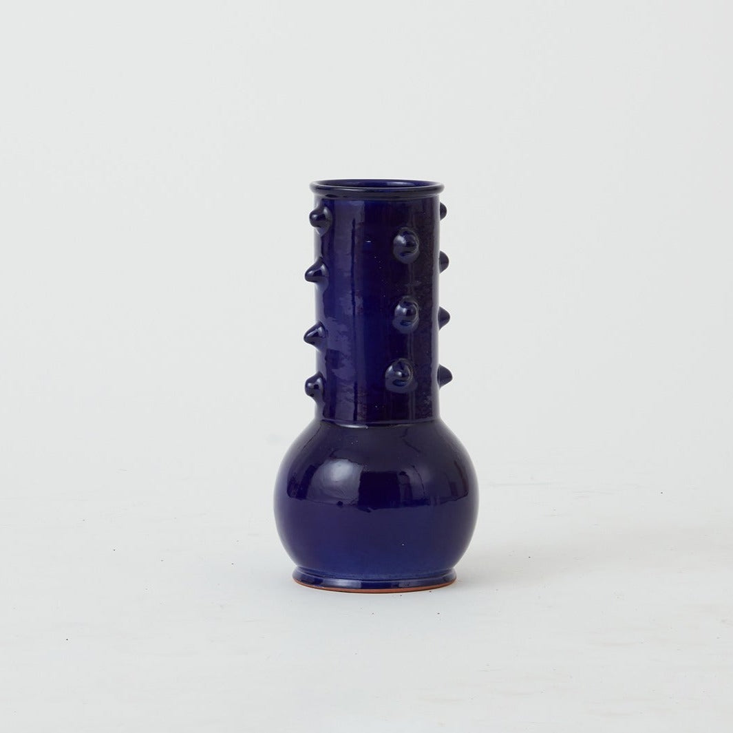 Ribbed glazed vase Blue