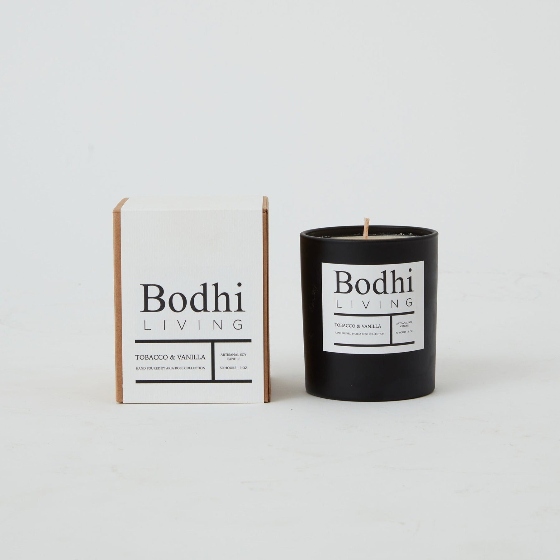 Artisanal soy candle in amber jar - Tabacco & Vanilla