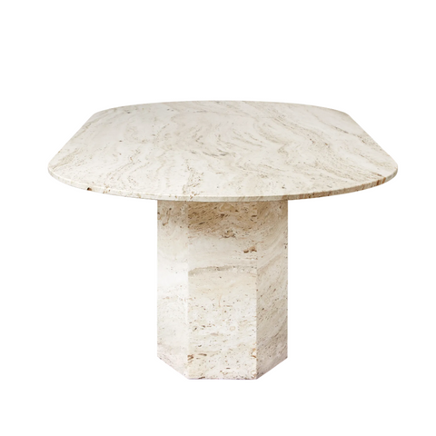 Epic Dining Table Travertine Elliptical - GUBI