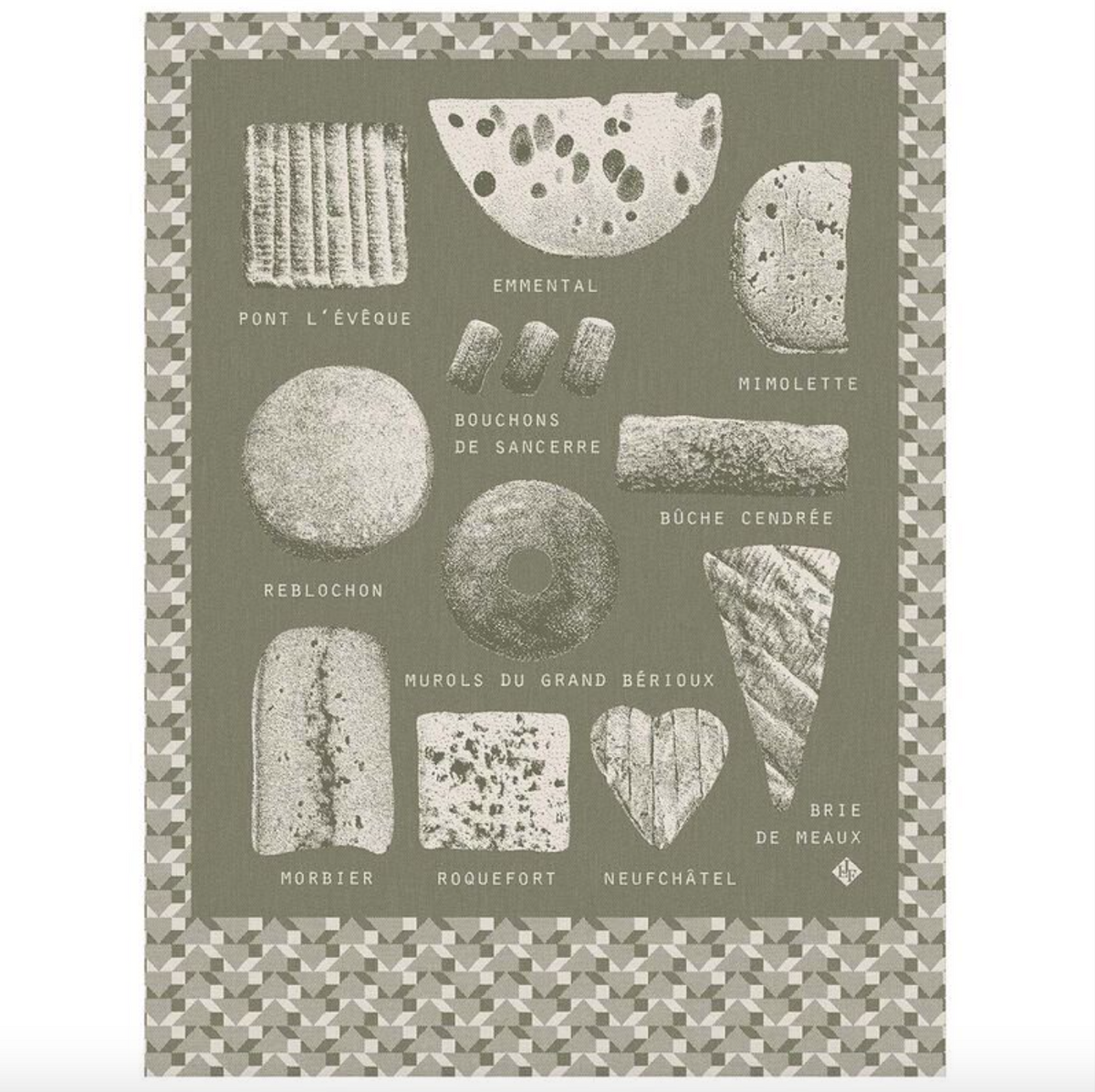 Teatowel Fromages Green - Le Jacquard Francais