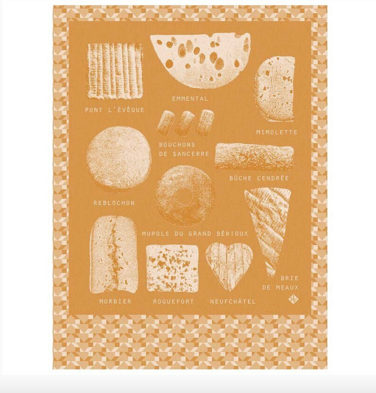 Teatowel Fromages Orange - Le Jacquard Francais