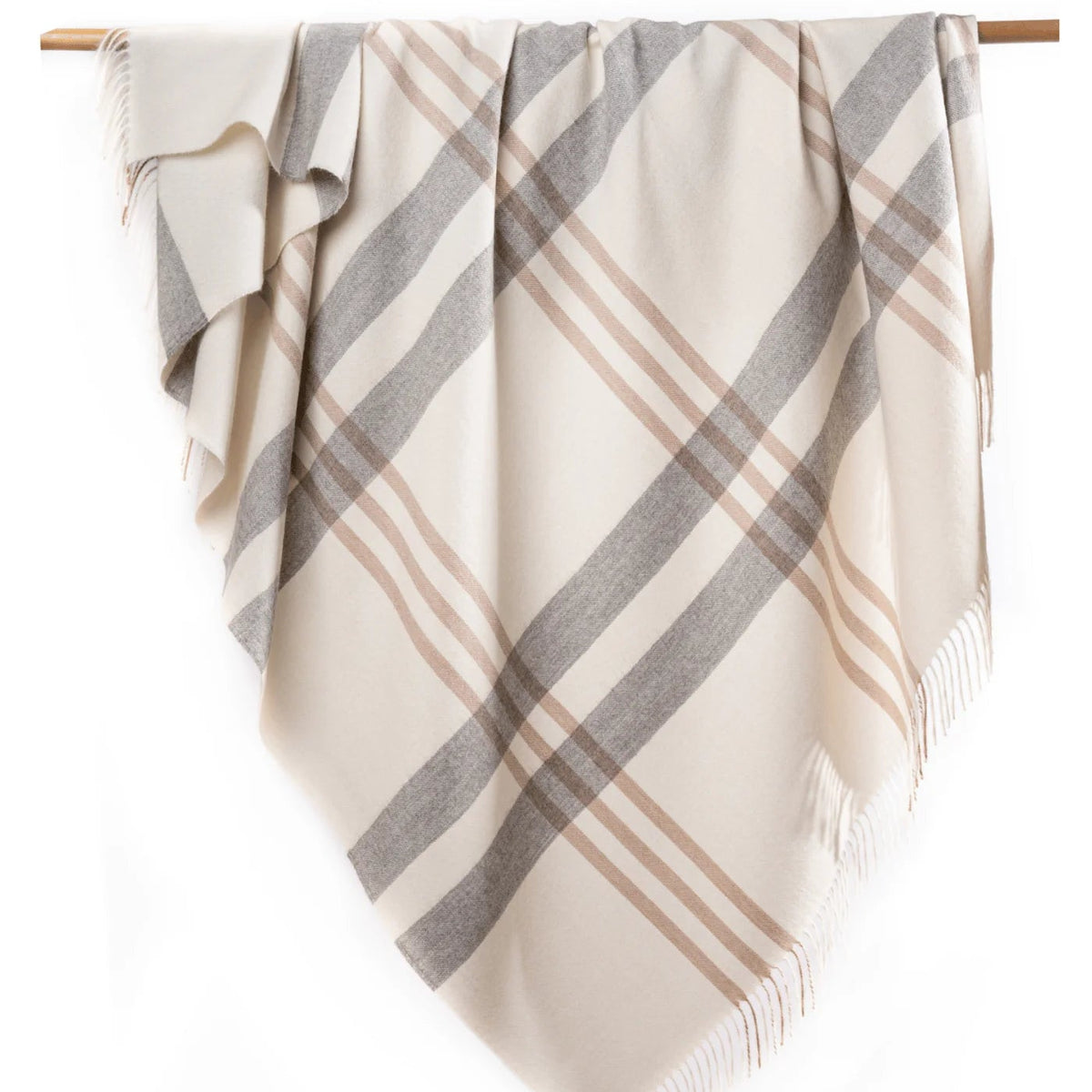 Plaid Throw, Baby Alpaca, Ivory