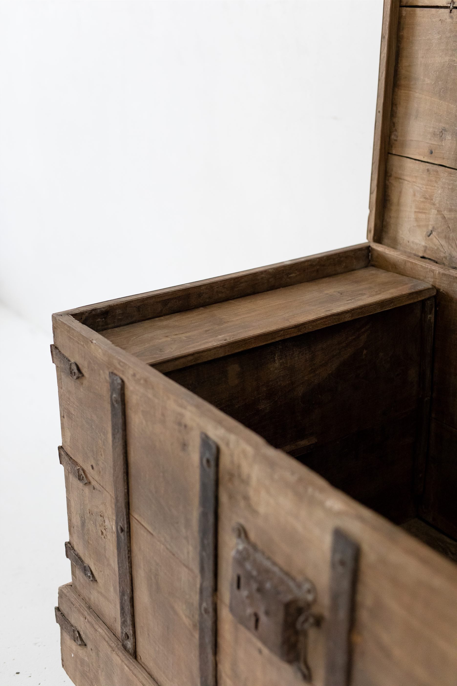 Wooden and Iron Chest On Wheels