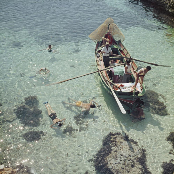 Snorkelling in the Shallows Print by Slim Aarons