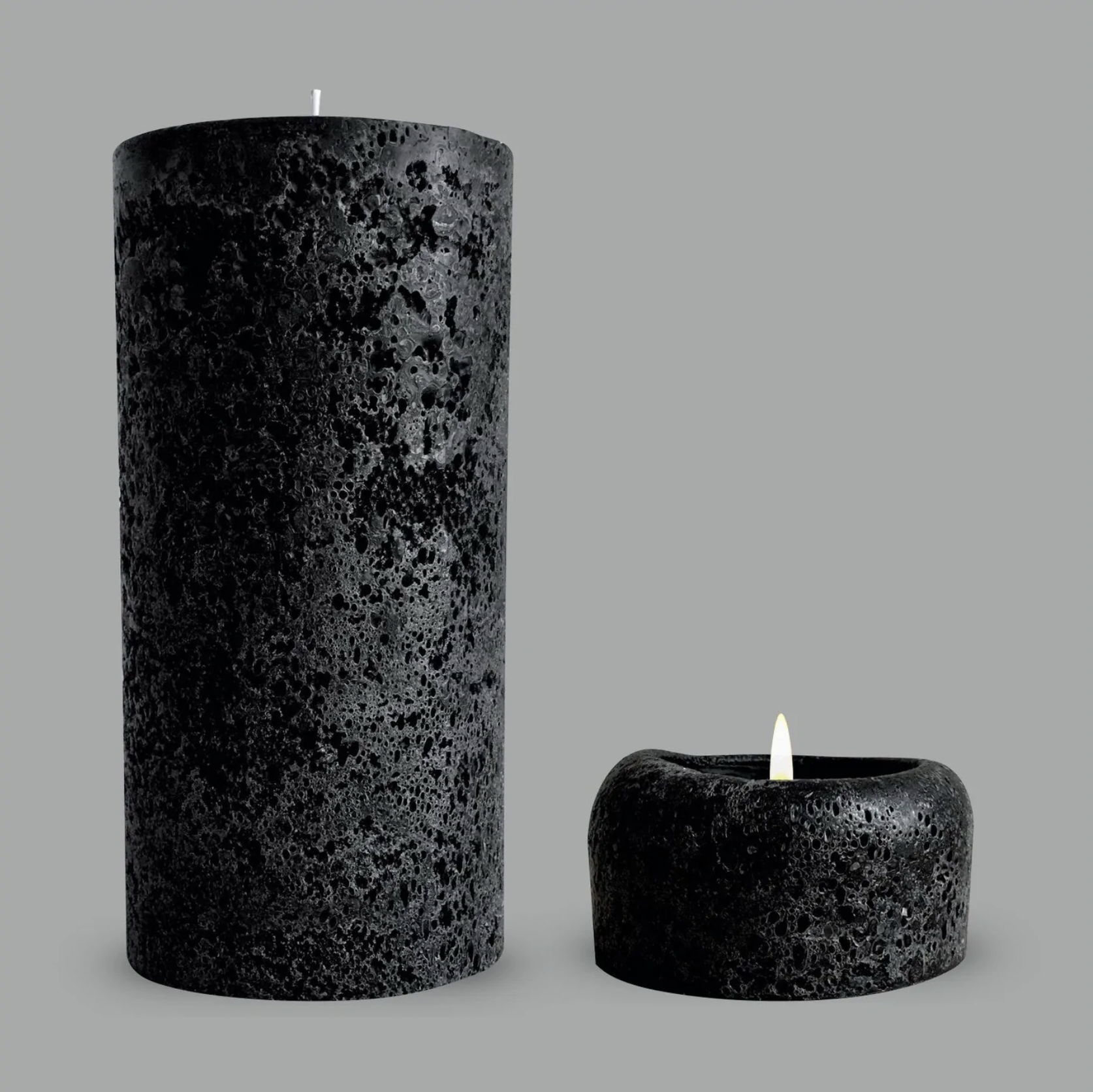 Black Textured Candle Trio