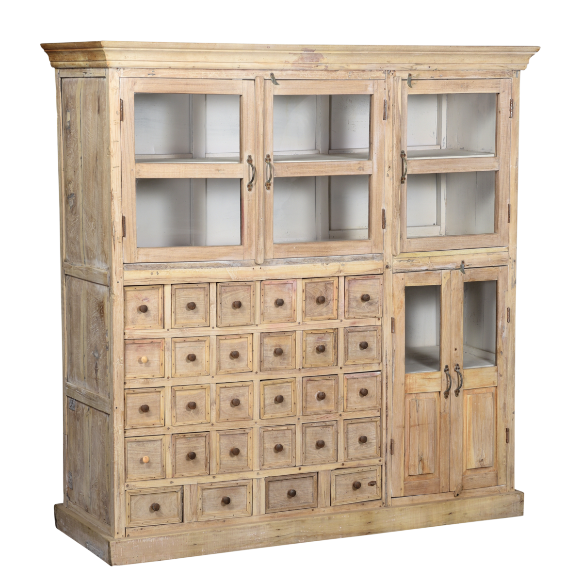 Wood and Glass 28 Drawer Cabinet