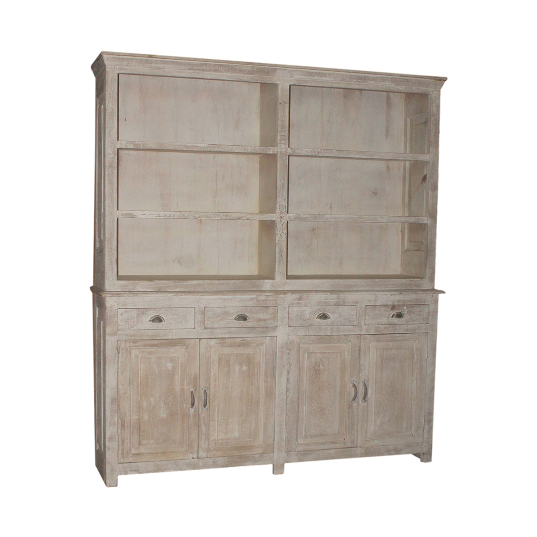 Distressed White Two Part Cabinet  