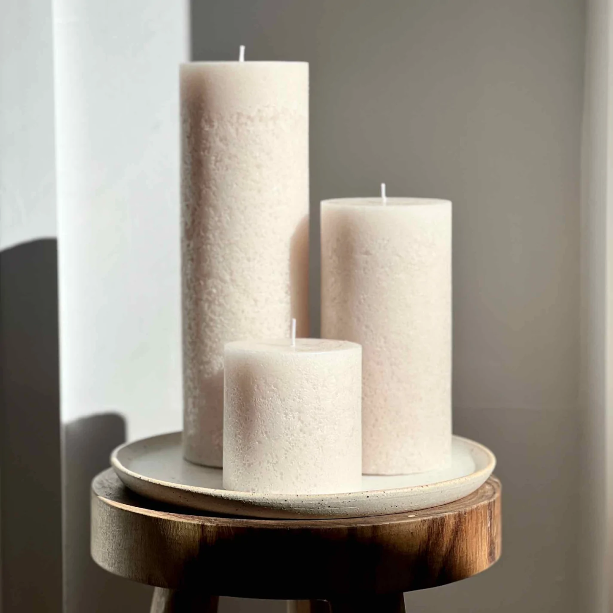 Textured Sandstone Candle Large