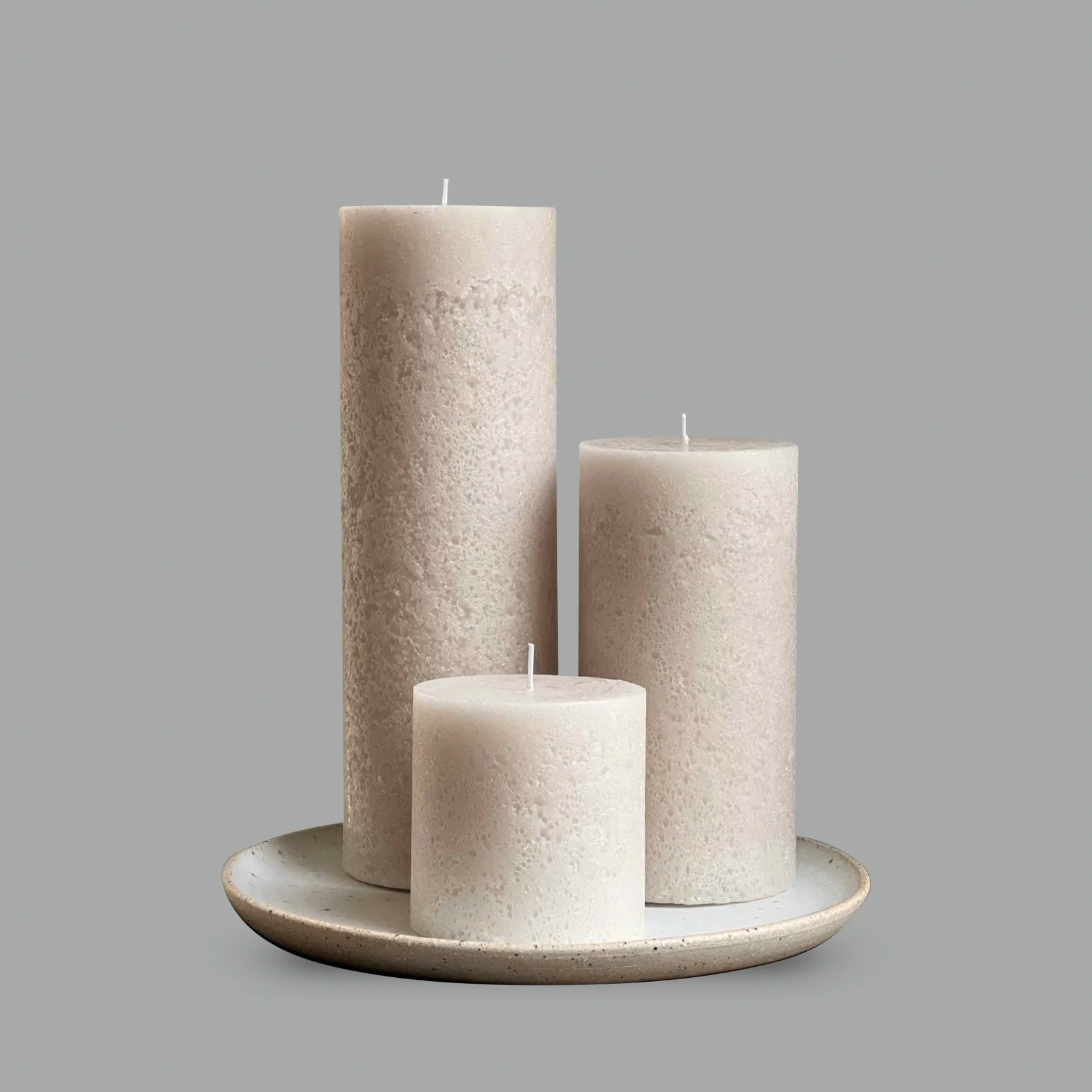 Sandstone Textured Candle Trio