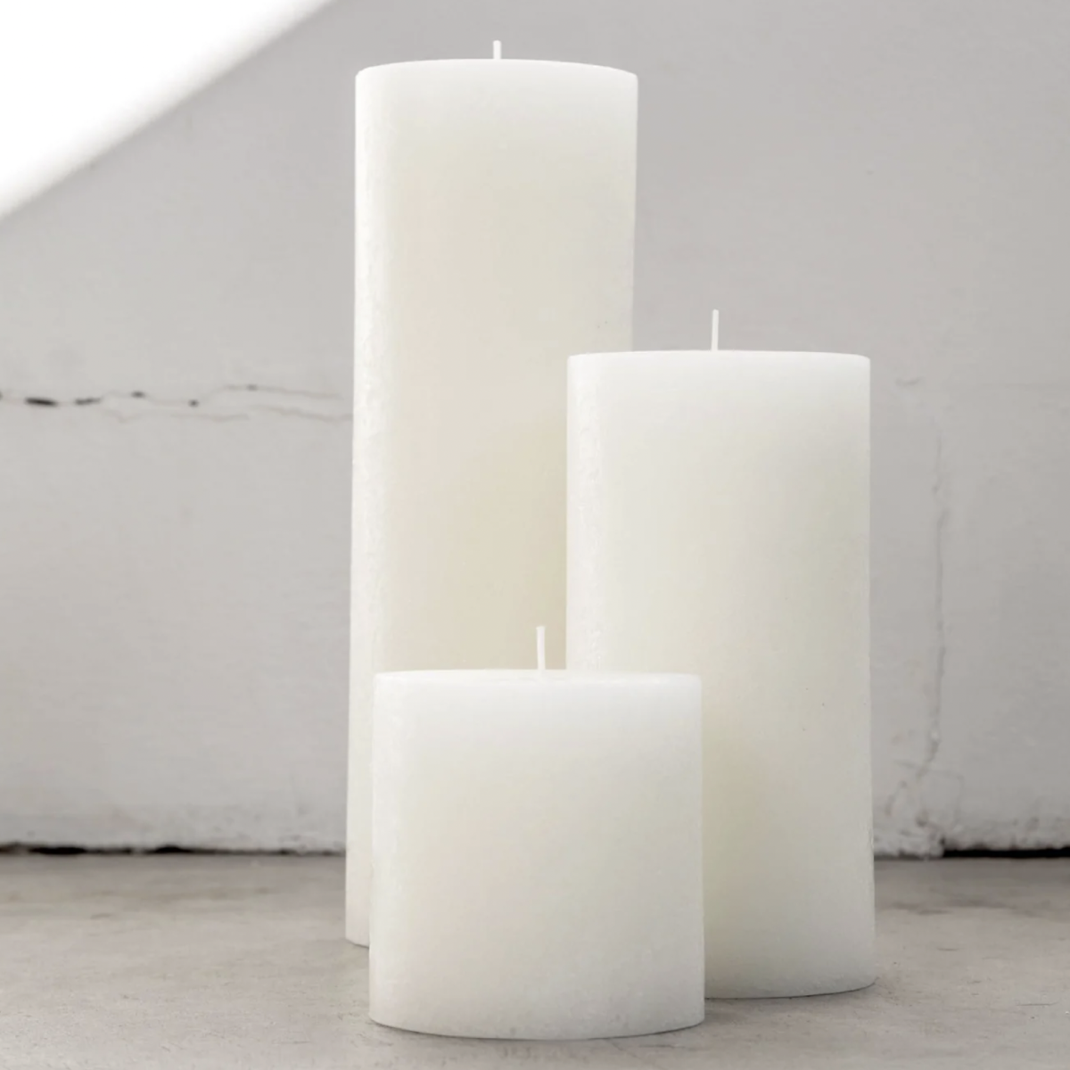 Warm White Textured Candle Trio