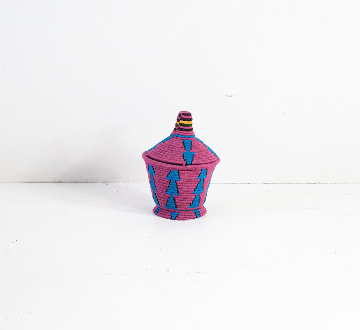 Moroccan Woven Basket Blue and Purple